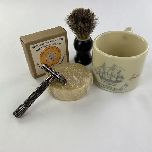 Vintage Old Spice Traditional Wet Shaving Set Shulton Glass Shaving Mug